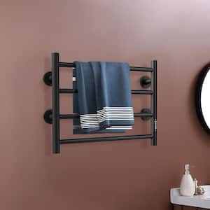Electric Heated Towel Warmer 4-Bars for Bathroom, Stainless Steel Wall Mounted Heated Towel Drying Rack Black