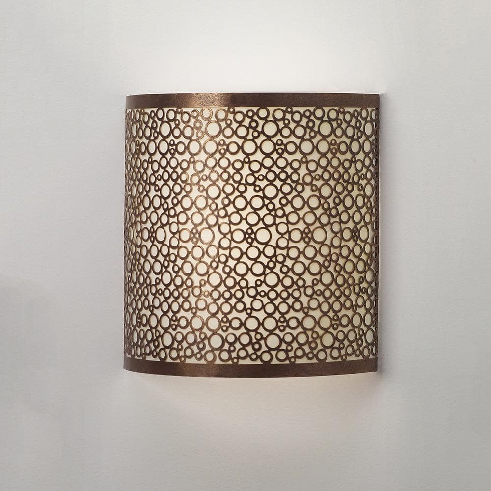 Olita Barrel Wireless Wall Sconce with Circular Bronze Overlay