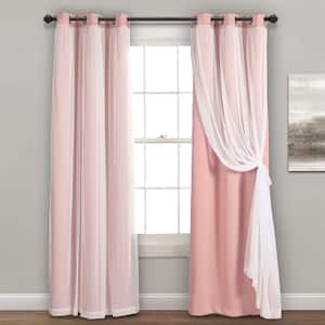Grommet Sheer Panels With Insulated Blackout Lining Pink 38X108 Set