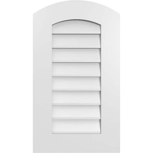 Ekena Millwork 16 in. x 28 in. Arch Top Surface Mount PVC Gable Vent: Functional with Standard Frame