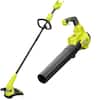 RYOBI 40V Cordless Battery String Trimmer and 120 MPH 450 MPH Jet Fan Leaf Blower (2-Tool) RY402013BTL-RY404012BTL