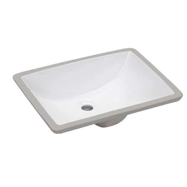 20 in. x 15 in. Undermount Rectangular Bathroom Sink with Overflow Drain in White Vitreous China