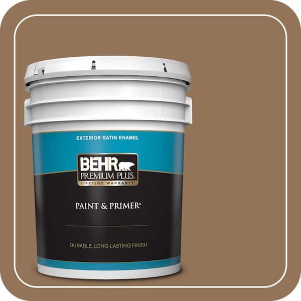 BEHR PREMIUM PLUS 5 gal. #290F-6 Warm Earth Satin Enamel Exterior Paint & Primer