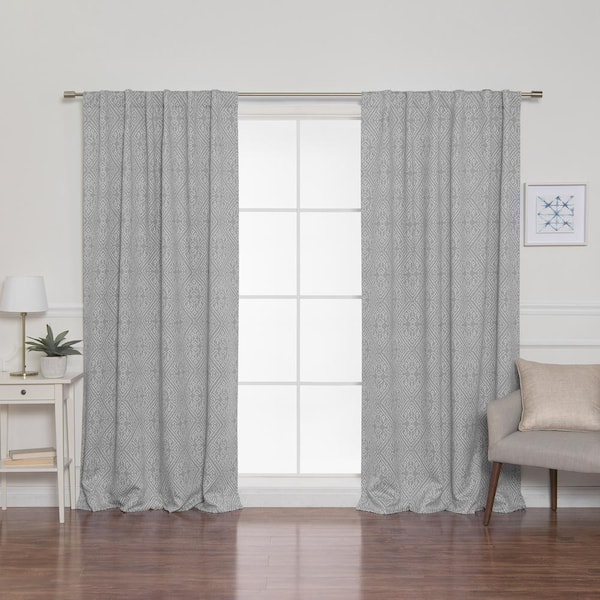 Best Home Fashion Grey Geometric Back Tab Blackout Curtain - 52 in. W x 84 in. L (Set of 2)
