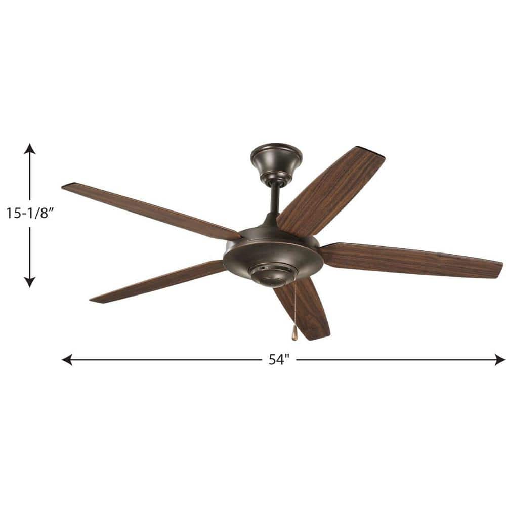 54" Antique Bronze Ceiling Fan with Reversible Wood Blades