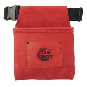 1-Pocket Leather Suede Nail and Tool Pouch with 2 in. Webbing Belt