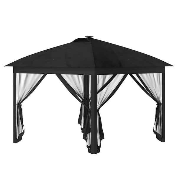 ToolCat 11 ft. x 11 ft. Black Pop Up Canopy Instant Canopy Tent with ...