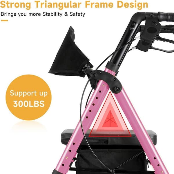 JFVKAF Adjustable Height 4 Wheel Rollator Walker with Seat and