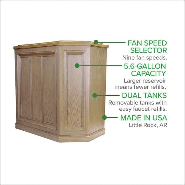 CREDENZA 5.6 Gal. Cool Mist Evaporative Whole House Humidifier for 3,600 sq. ft., Light Oak