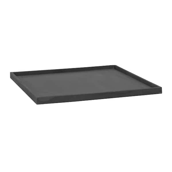 PotteryPots Block Extra Large 25.2 in. W Gray Fiberstone Indoor Outdoor Square Saucer for Planter