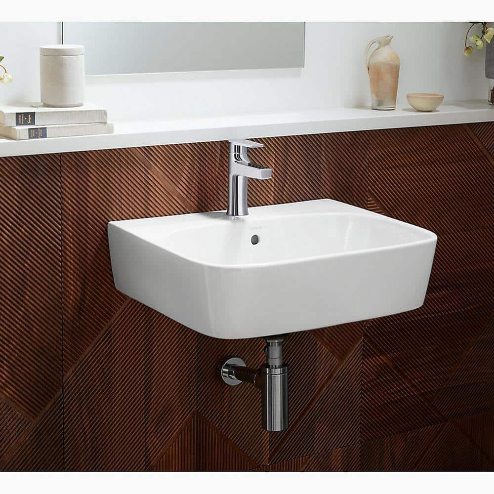 White Ceramic Modern Wall-Mount Bathroom Sink
