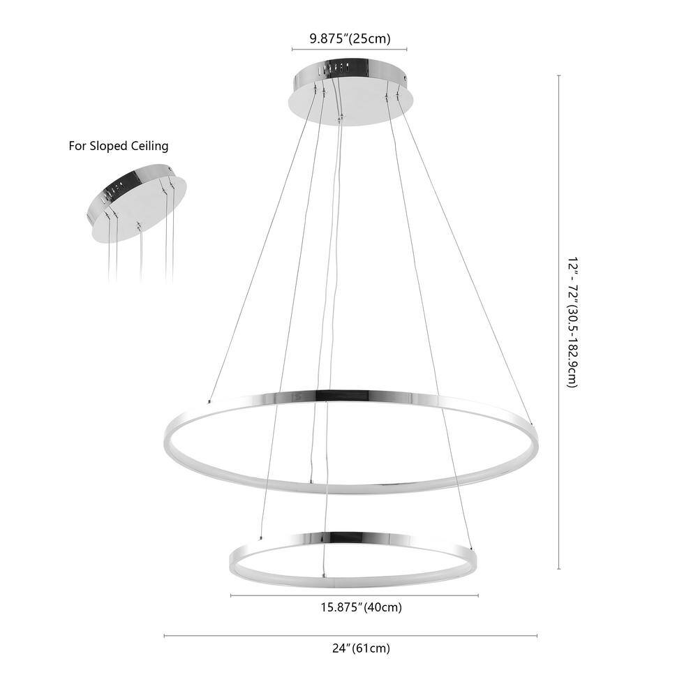 Brice Minimalistic Chrome Double Hoop LED Pendant