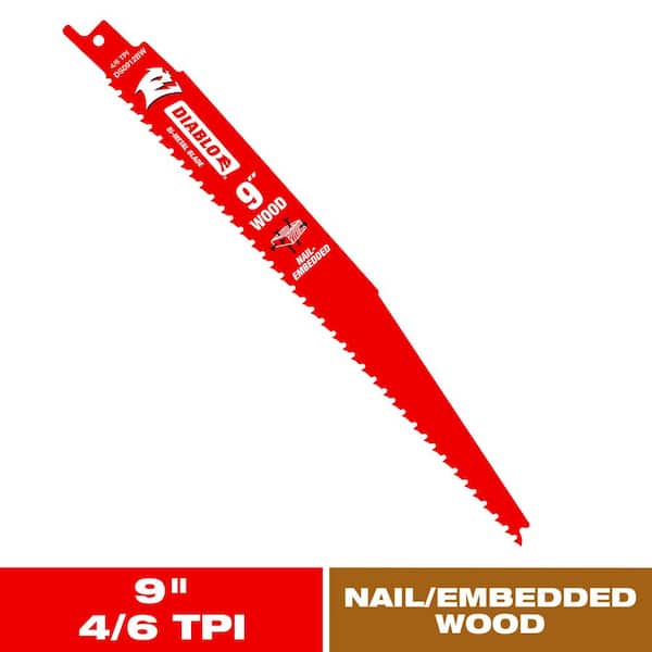 9 in. 4/6 TPI Bi-Metal Reciprocating Saw Blade for Nail-Embedded Wood