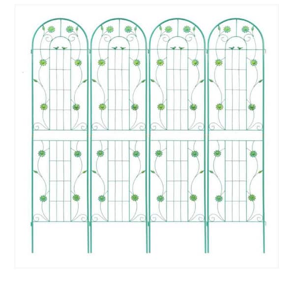 86.7 in. Metal Garden Trellis Outdoor Rustproof Climbing Plants Support in Green (4 Packs)