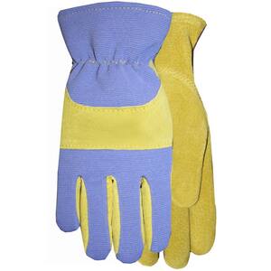 Sewn in USA Leather Glove with Periwinkle Spandex