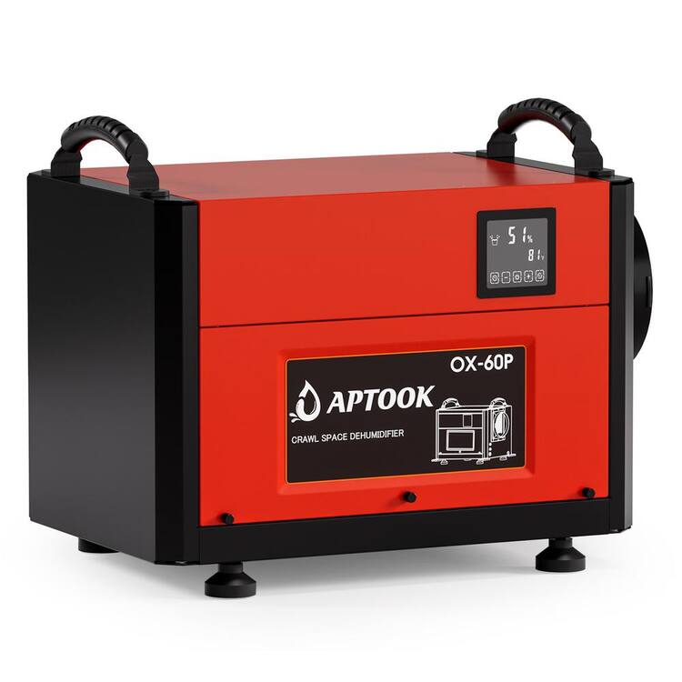 APTOOK 125 pt. 2,000 sq. ft. Bucketless Commercial Dehumidifier in Red with Auto Defrost for Basement, Crawl Space