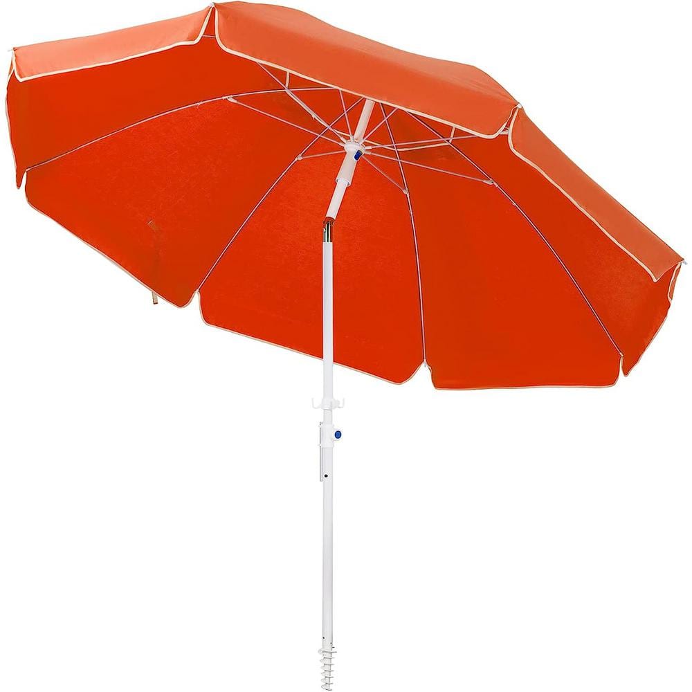8.5ft Beach Umbrella with Sand Anchor and Tilt Mechanism in Portable UV 50+