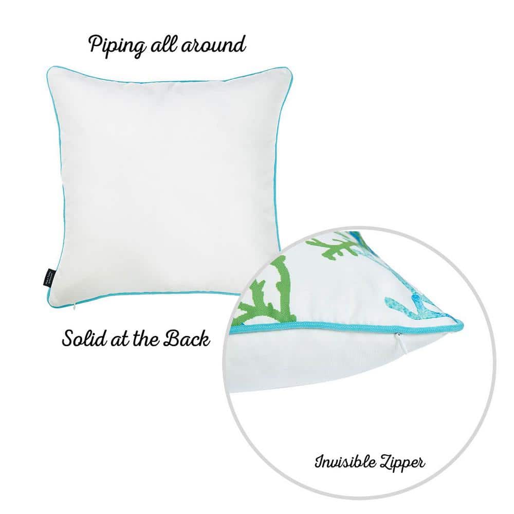 Nautical Blue and Green Coral 18" x 18" Pillow Cover