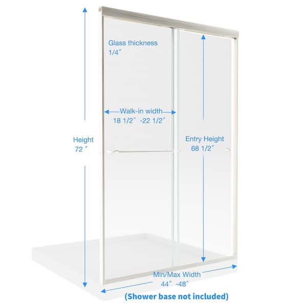 44-48 in. W x 72 in. H Sliding Framed Shower Door in Brushed Nickel with 1/4 in. (6 mm) Tempered Clear Glass