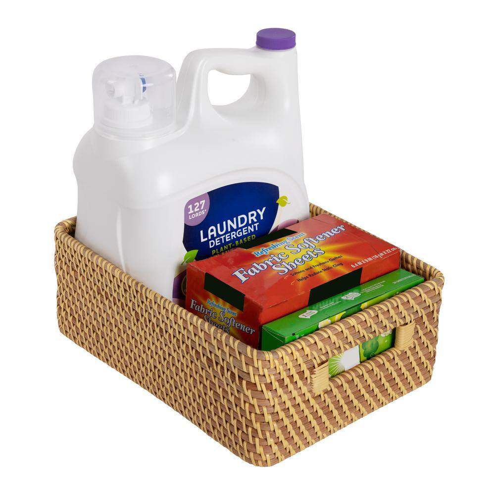 Handwoven Natural Wicker Lidded Laundry Hamper Set