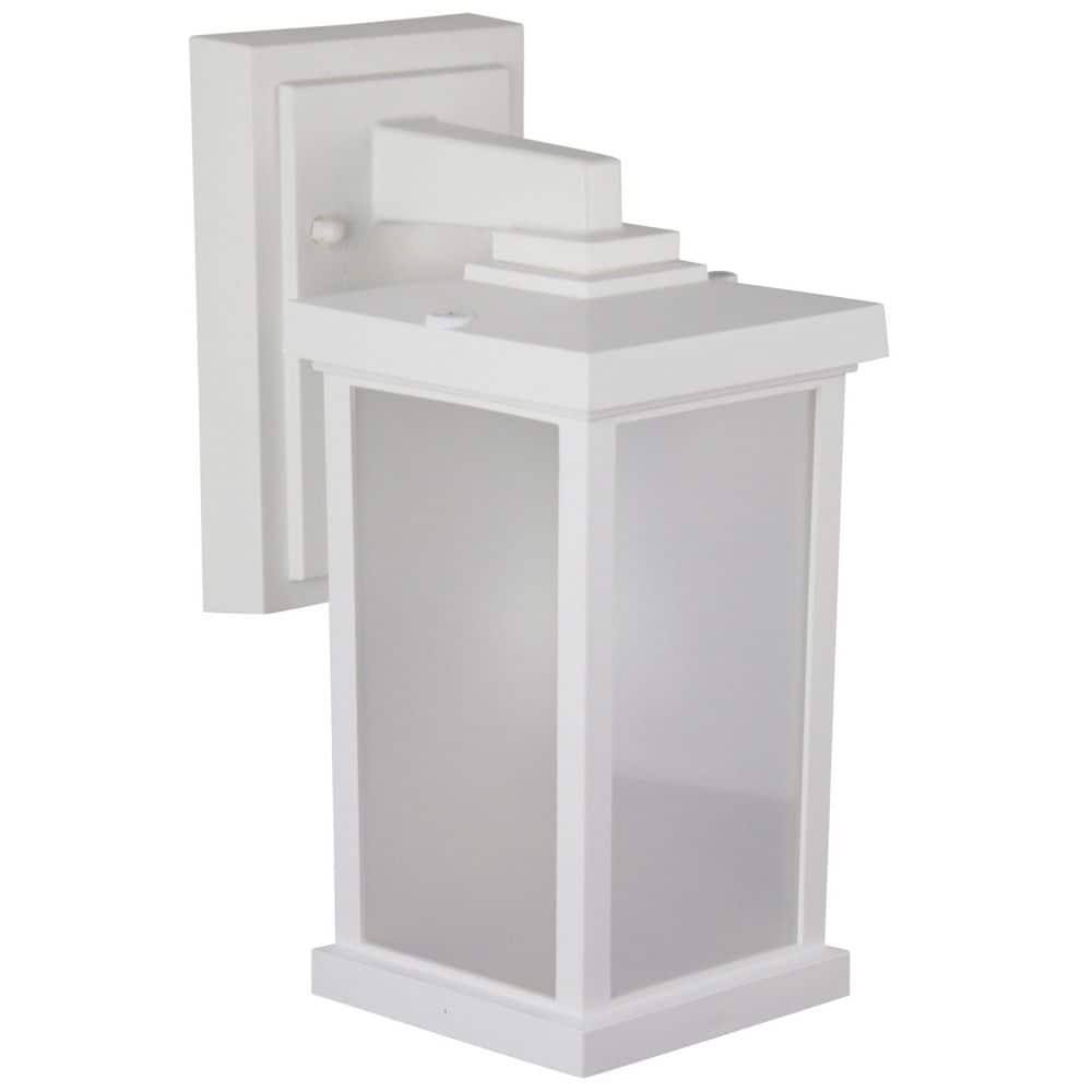 Artisan Small Square 11.60 in. White Composite Outdoor Hardwired Lantern Sconce with Frosted Diffuser 4000K LED price history on PriceWatchPro