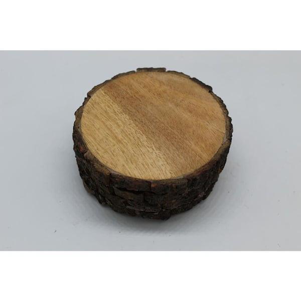 at Home Set of 4 Bark Edge Wooden Coasters