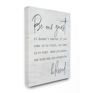 16 in. x 20 in. "Be Our Guest Home Family Inspirational Word On Wood Texture" by Lettered and Lined Canvas Wall Art