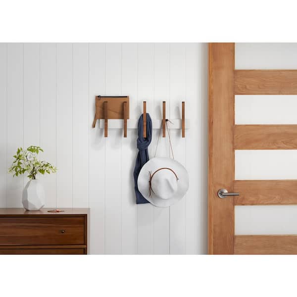 8 Pieces Wood Wall Hooks Hat Rack Decorative Wooden Coat Hooks Wall Mounted  Heavy Duty Beech Coat Hangers for Wall Single Adhesive Backpack Hanger for
