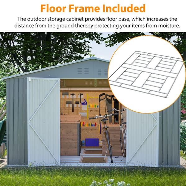 Thanaddo 11 ft. W x 13 ft. D Outdoor Galvanized Metal Tool Storage