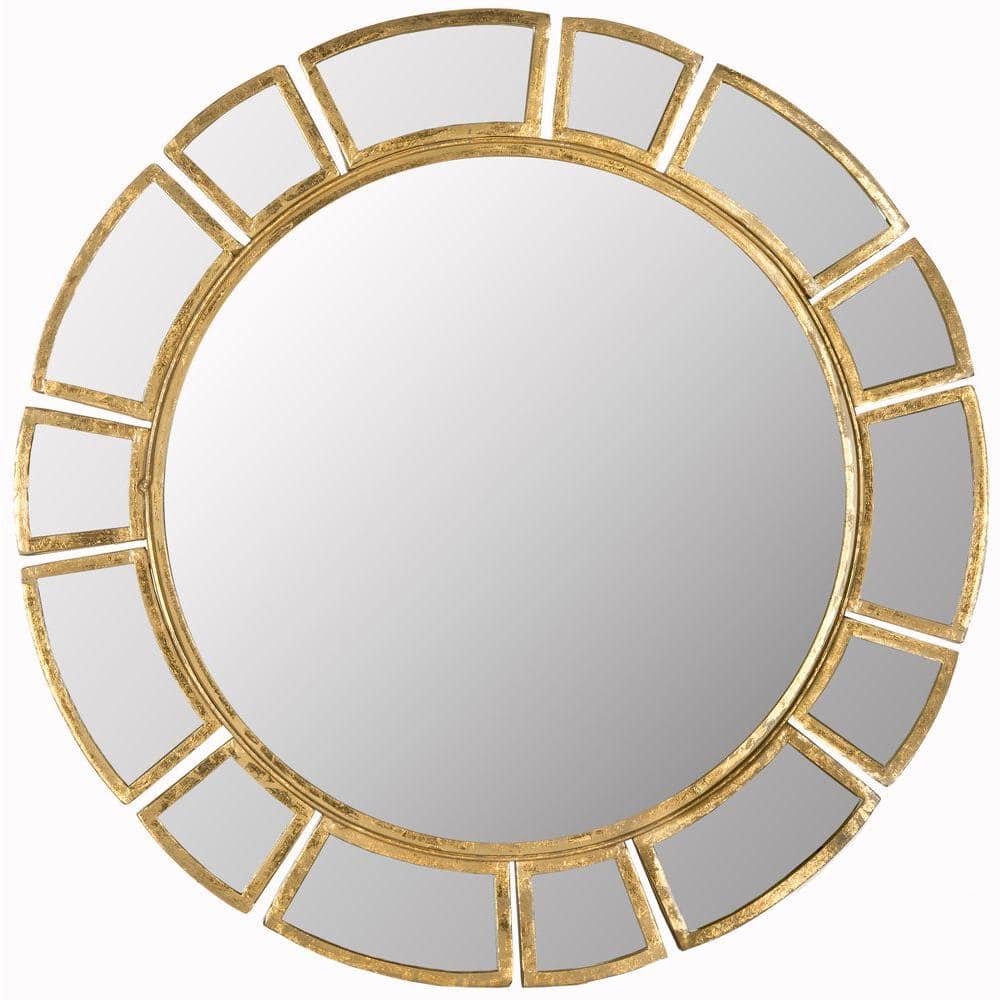 Elegant Gold Sunburst Round Wall Mirror, 30"