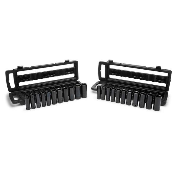Husky 1/2 in. Drive SAE/Metric  6-Point Impact Socket Set with Two Storage Cases (22-Piece)