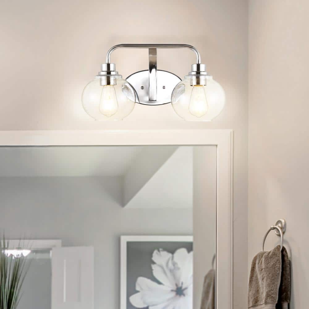 Sandrine Chrome Seeded Glass 17.5" Rustic LED Vanity Light
