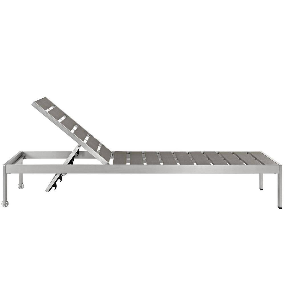 Gray Aluminum Outdoor Industrial Chaise Lounger