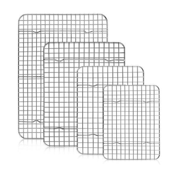 Stainless Steel Mirror Finish Heavy Duty Cooling Rack Set of 4 Non-Toxic Dishwasher Safe for Baking Roasting