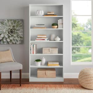 Braxten 71 in. White 6-Shelf Basic Bookcase with Adjustable Shelves