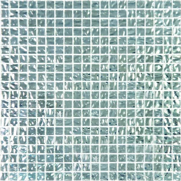 Apollo Tile Altin 4" x 6" Glossy Cloud Silver Glass Mosaic Uniform Square Wall and Floor Sample Tile (0.13 sq. ft./Piece) (1-Pack)