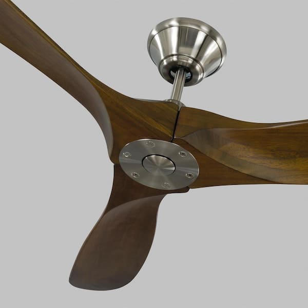Maverick II 52 in. Modern Indoor/Outdoor Brushed Steel Ceiling Fan with Dark Walnut Balsa Blades and Remote Control