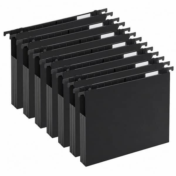 12 Pack Letter Size Hanging File Folders Extra Capacity, 1" Expandable File Folder Organizer, Black File Cabniet Folders