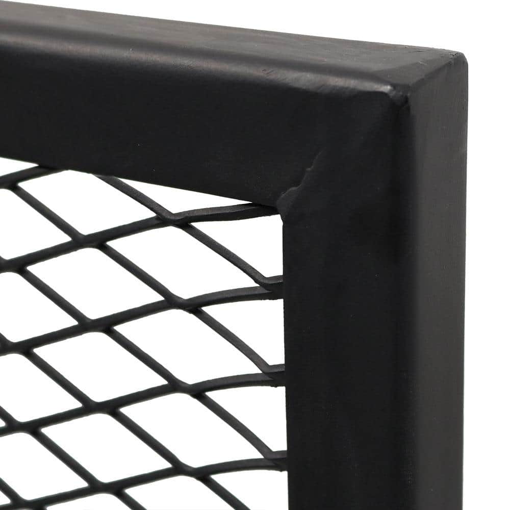 Heavy-Duty Black Steel Square Fire Pit Cooking Grill with Handles