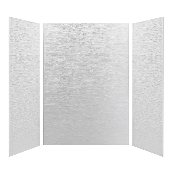 LTMATE 60 in. W x 96 in. H x 36 in. D 3-Piece Glue Up Modern Striped Rock Pattern Alcove Shower Wall Surround in Matte White