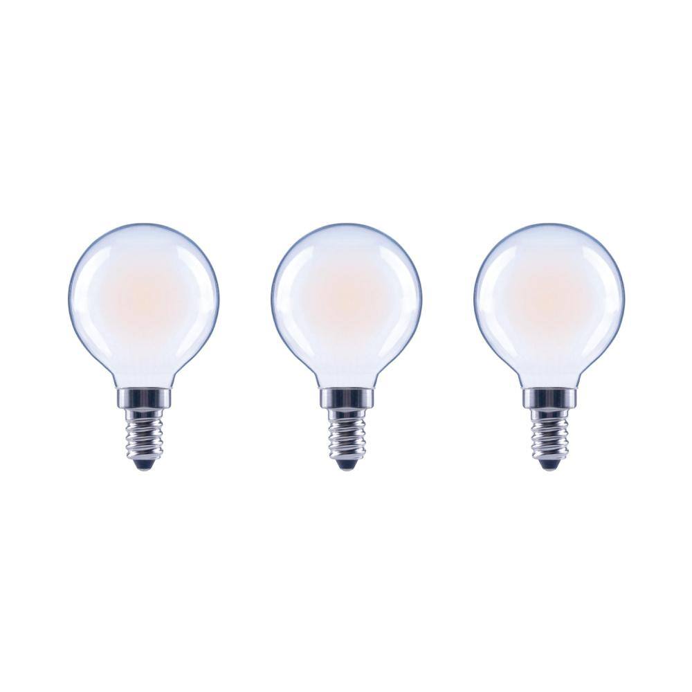 Liquid Led EcoSmart 60-Watt Equivalent G16.5 Globe Dimmable Frosted Glass Filament ...