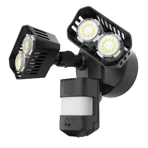 28-Watt 180-Degree Black Motion Activated Outdoor Integrated LED Dusk to Dawn Flood Light