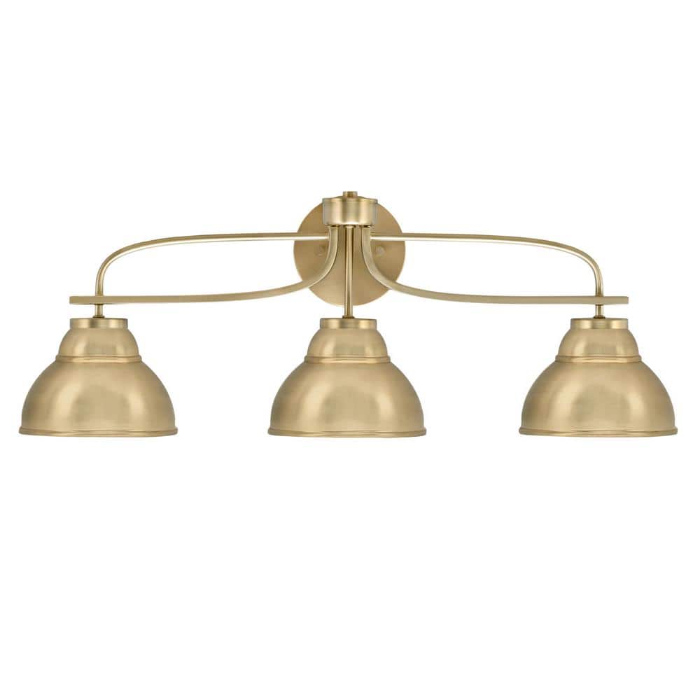 Olympia 28.5 in. 3-Light New Age Brass Vanity Light  New Age Brass Doublec 