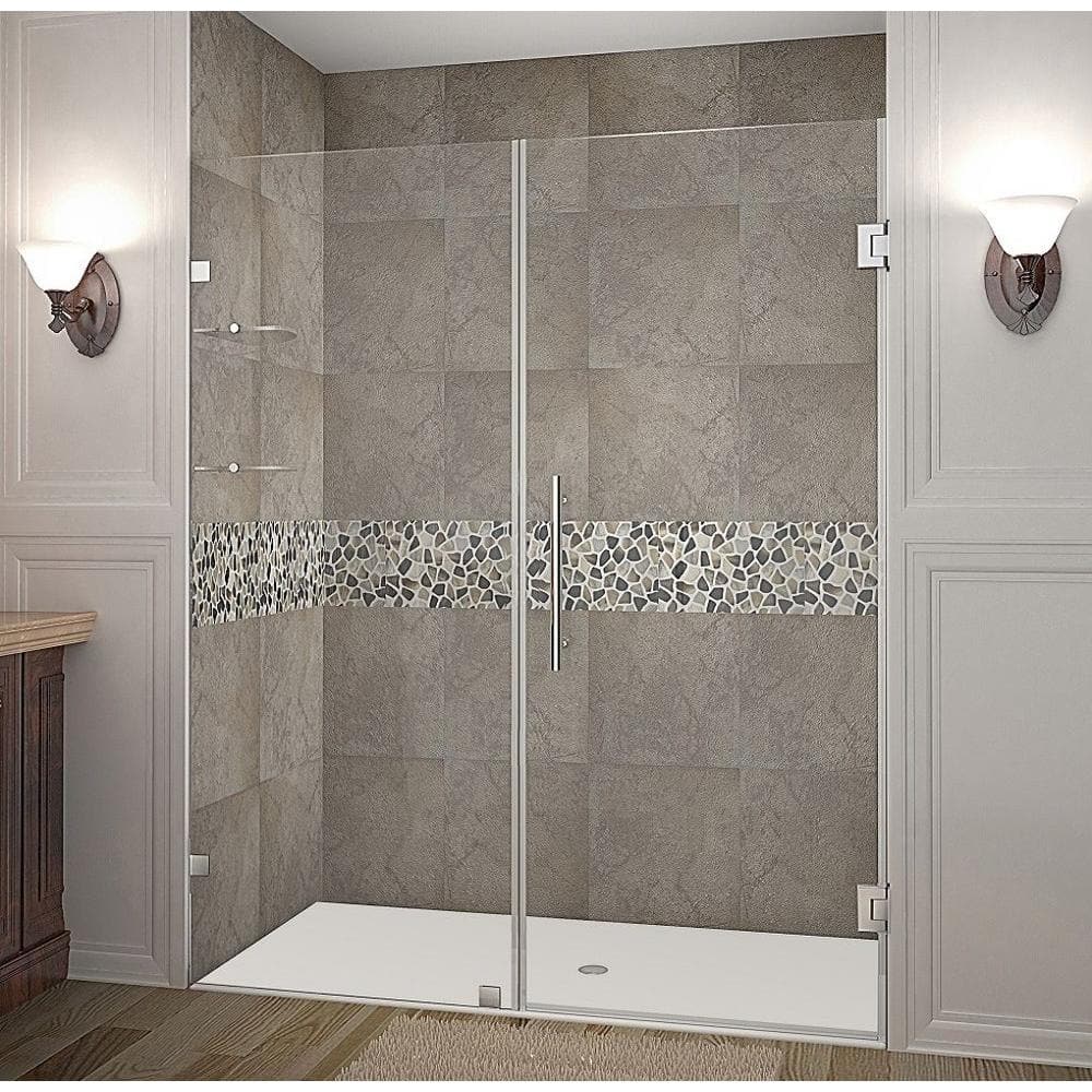 Nautis GS 72" Frameless Clear Glass Hinged Shower Door with Stainless Steel Hardware