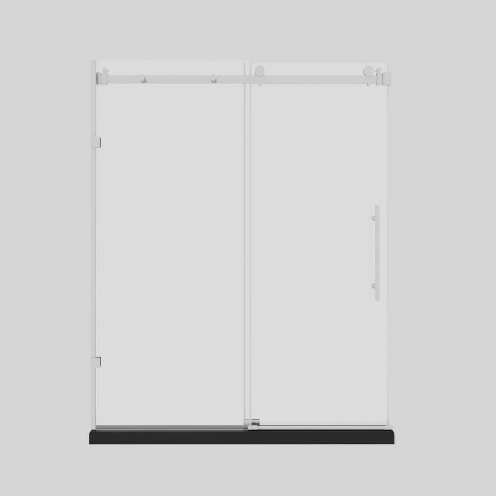 72 in. W x 76 in. H Sliding Semi-Frameless Shower Door in Nickel Finish wit
