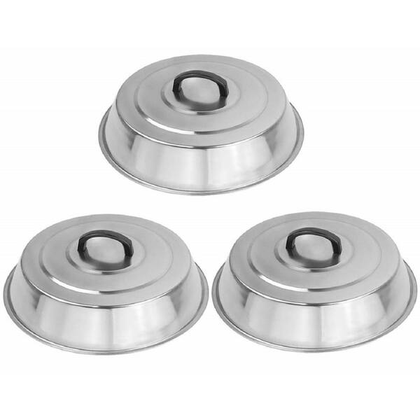 Angel Sar 3-Piece BBQ Accessories 12 in. Round Stainless Steel Basting Cover Cooking Indoor or Outdoor