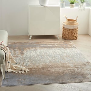 Elation Grey Ivory 5 ft. x 7 ft. Abstract Geometric Area Rug