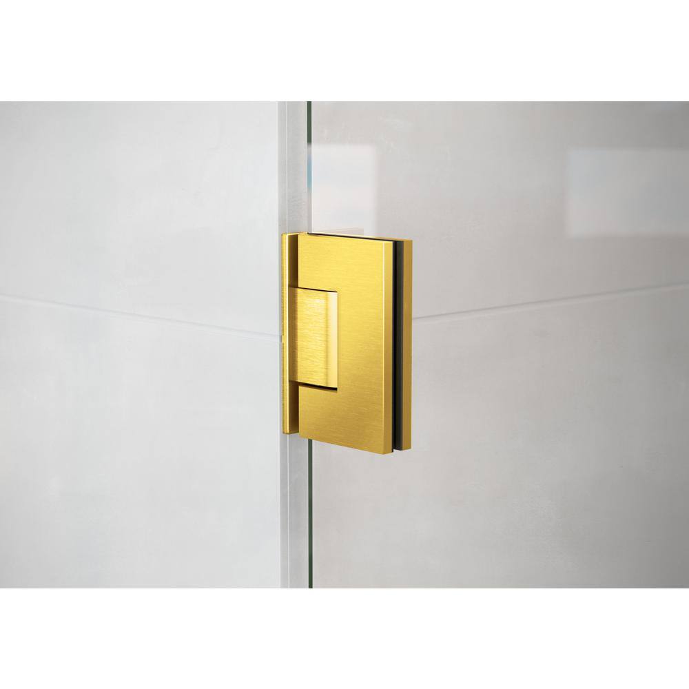Satin Brass Frameless Glass Wall Hinge Shower Door