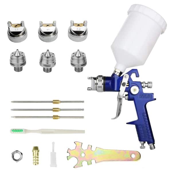 HVLP Air Paint Spray Gun Kit with 600cc Cup 1.4mm 1.7mm 2.0mm Nozzles for Automotive Furniture Wall Painting