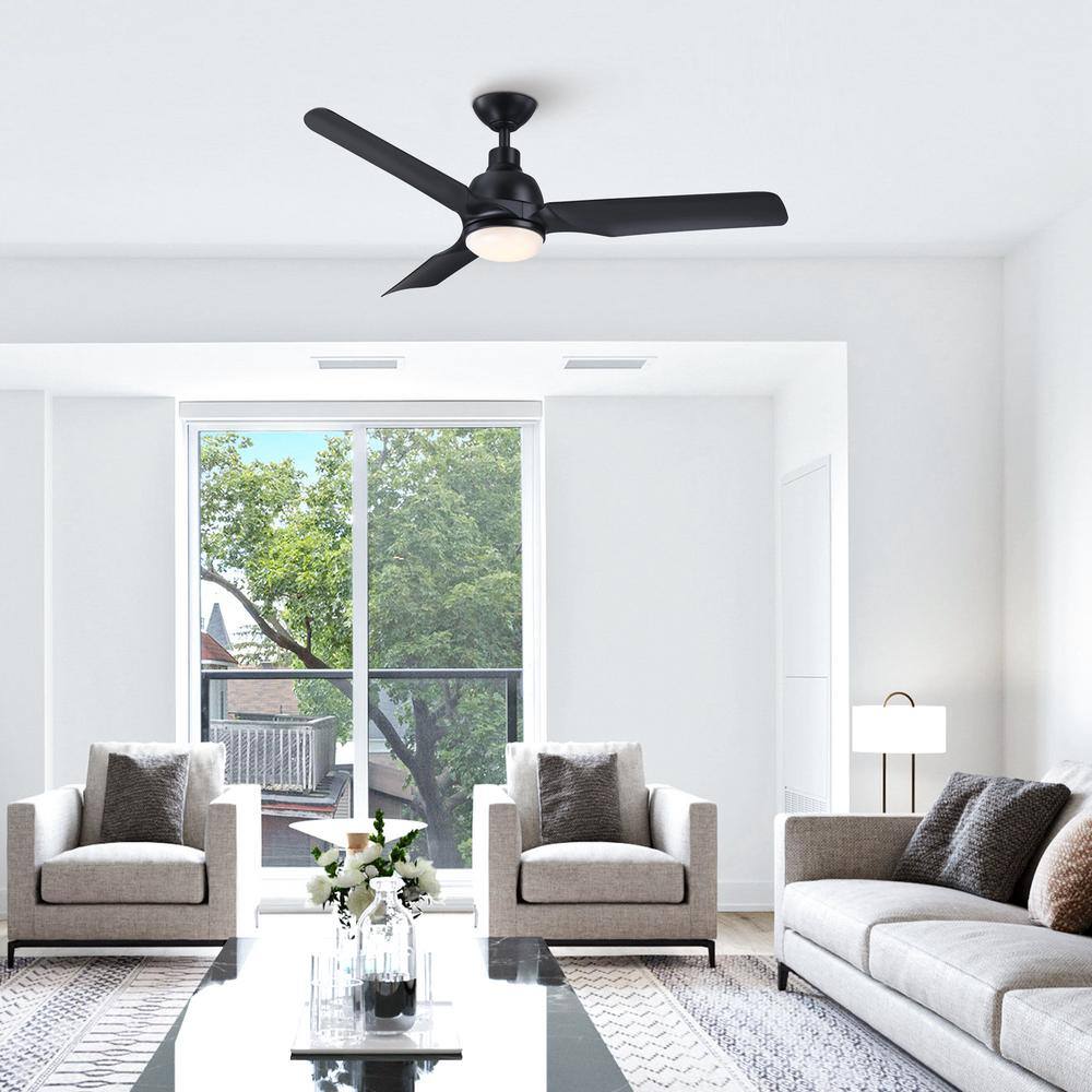 52" Matte Black Modern LED Ceiling Fan with Remote